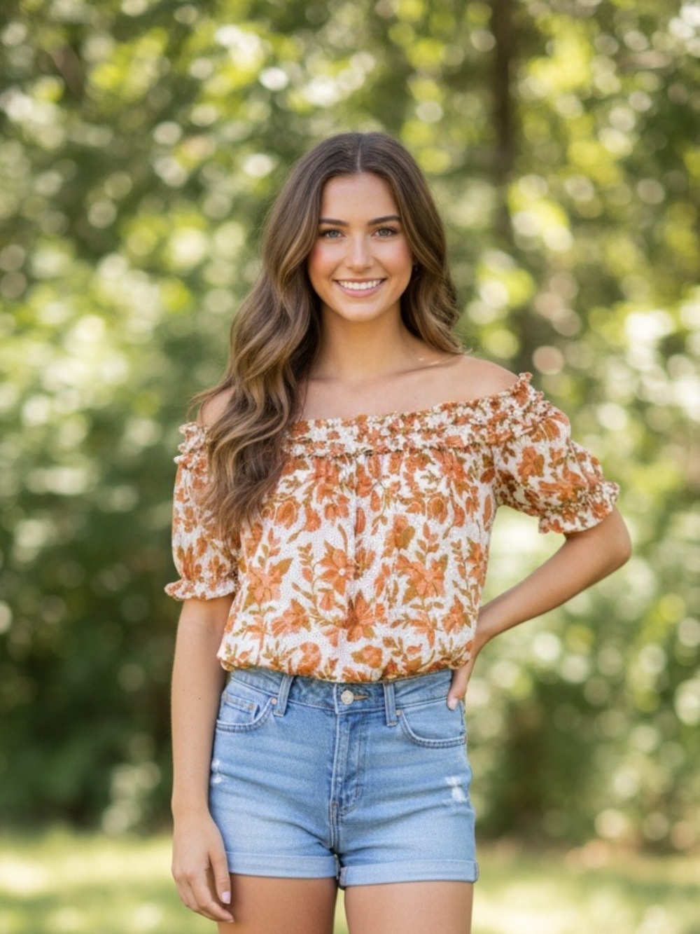 Free People FP One Suki Off-the-Shoulder Blouse Fall Colors